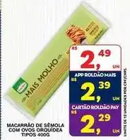 Roldão Mais - macarrão de semola com ovos oferta