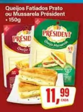 Rede Supermarket Queijos Fatiados Prato ou Mussarela Président oferta