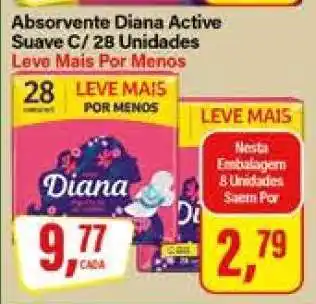 Rede Supermarket Absorvente Diana Active Suave C/ 28 Unidades oferta