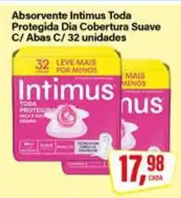 Rede Supermarket Absorvente Intimus Toda Protegida Dia Cobertura Suave C/ Abas C/ 32 unidades oferta