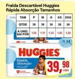 Rede Supermarket Fralda Descartável Huggies Rápida Absorção Tamanhos oferta