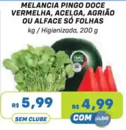 Prezunic melancia pingo doce vermelha, acelga, agrião ou alface só folhas oferta