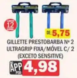Supermercados Mendonça gillette prestobarba n° 2 ultragrip fixa/móvel c/ 2 oferta