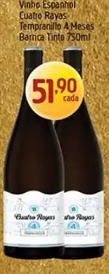 Supermercados Guanabara Vinho Espanhol Cuatro Rayas Tempranillo 4 Meses Barrica Tinto oferta
