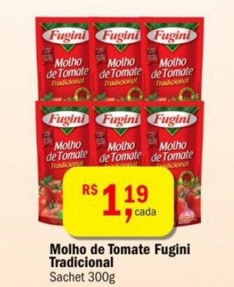 Ultrabox Molho de Tomate Fugini Trad. sachet 300g oferta