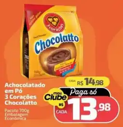 Supermercado Jacomar Achocolatado em Pó 3 Corações Chocolatto oferta