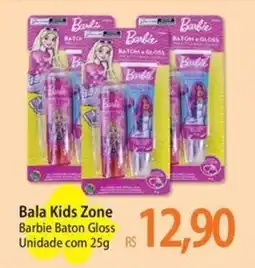 Atacadão Bala kids zone barbie baton gloss oferta