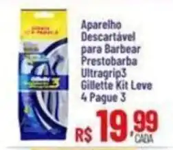 Max Atacadista Aparelho Descartável para Barbear Prestobarba Ultragrip3 Gillette Kit oferta