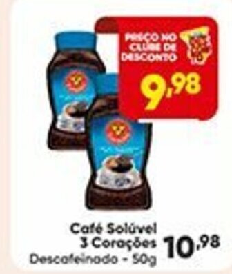Cafe Soluvel 3 Coracoes 50g