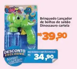 Supermercados Savegnago Brinquedo lançador de bolhas de sabão dinossauro cartela oferta