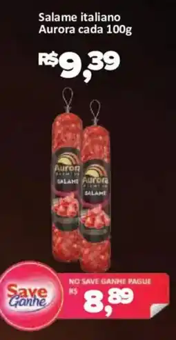 Supermercados Savegnago Salame italiano aurora cada 100g oferta
