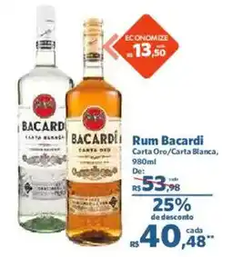 Sam's Club rum bacardi carta oro/carta blanca oferta