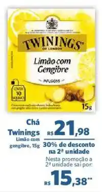 Sam's Club Chá Twinings Limão com gengibre oferta