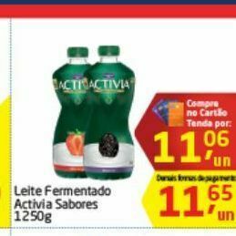 Tenda Atacado Leite fermentado activia sabores oferta
