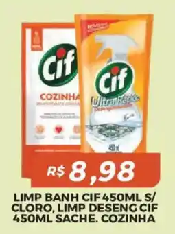 Mart Minas Limp banh cif 450ml s/ cloro, limp deseng cif 450ml sache. cozinha oferta