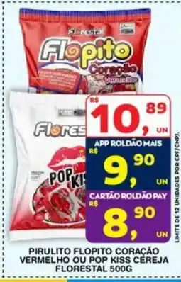 Roldão pirulito flopito coração vermelho ou pop kiss cereja oferta