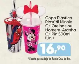 Imec Supermercados Copo Plástico Plasútil Minnie C/ Orelhas ou Homem-Aranha oferta