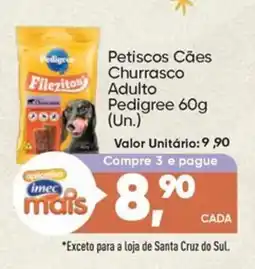 Imec Supermercados Petiscos Cães Churrasco Adulto Pedigree oferta