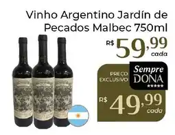 Dona de Casa Vinho Argentino Jardín de Pecados Malbec oferta