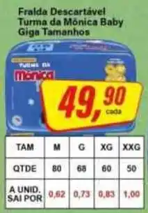 Rede Supermarket Fralda Descartável Turma da Mônica Baby Giga Tamanhos oferta