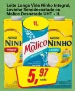 Rede Supermarket Leite Longa Vida Ninho Integral, Levíno Semidesnatado ou Molico Desnatado UHT oferta