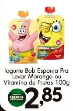Confiança Supermercados logurte bob esponja pra levar morango ou vitamina de frutas oferta