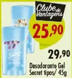 Confiança Supermercados Desodorante Gel Secret tipos oferta
