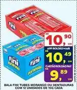 Roldão Fini - bala tubes morango ou dentaduras com 12 unidades de 15g cada oferta