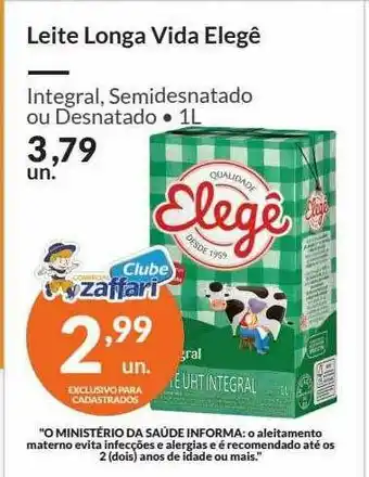 Zaffari Leite Longa Vida Elegê oferta