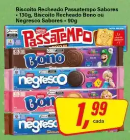 Rede Supermarket Biscoito Recheado Passatempo Sabores, Biscoito Recheado Bono ou Negresco Sabores oferta