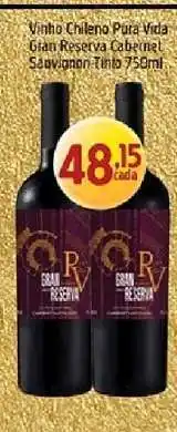 Supermercados Guanabara Vinho Chileno Pura Vida Gran Reserva Cabernet Sauvignon Tinto 750ml oferta