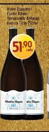 Supermercados Guanabara Vinho Espanhol Cuatro Rayas Tempranillo 4 Meses Barrica Tinto 750ml oferta