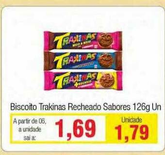 Spani Atacadista Biscoito Trakinas Recheado Sabores oferta