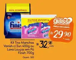 Giassi Supermercados Kit Tira Manchas Vanish c/2un ou Lava Louças em Pó Finish oferta
