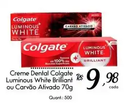Giassi Supermercados Creme Dental Colgate Luminous White Brilliant ou Carvão Ativado oferta