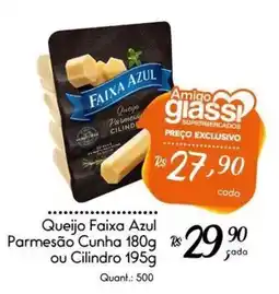 Giassi Supermercados Queijo Faixa Azul Parmesão Cunha ou Cilindro oferta