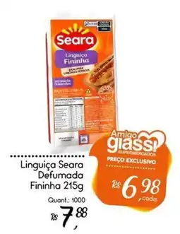 Giassi Supermercados Linguiça Seara Defumada Fininha oferta