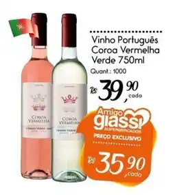 Giassi Supermercados Vinho Português Coroa Vermelha Verde oferta