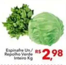 UniSuper Espinafre Un./ Repolho Verde Inteiro Kg oferta