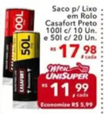 UniSuper Saco p/ Lixo em Rolo Casafort Preto oferta