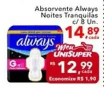 UniSuper Absorvente always noites tranquilas oferta