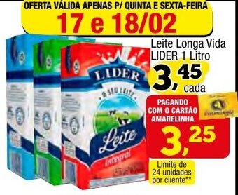 Amarelinha supermercados Leite Longa Vida Lider 1L oferta