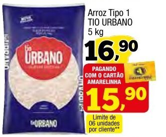 Amarelinha supermercados Arroz Tipo 1 Tio Urbano 5kg oferta