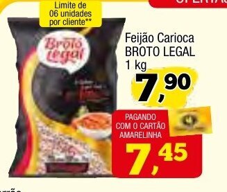 Amarelinha supermercados Feijao Carioca Broto Legal 1kg oferta
