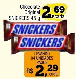 Amarelinha supermercados Chocolate Original Snickers 45g oferta