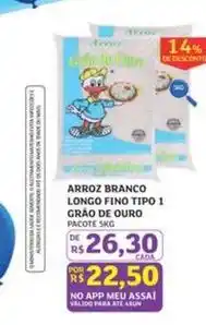 Assaí Atacadista Saúde - arroz branco longo fino tipo 1 grão de ouro oferta
