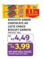 Assaí Atacadista Garoto - biscoito sabor chocolate ao leite choco biscuit oferta