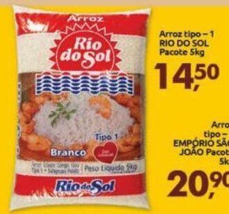 Supermercados Nori Arroz Tipo 1 Rio Do Sol pacote 5kg oferta