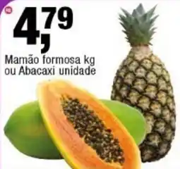 Frangolândia Mamão formosa kg ou Abacaxi unidade oferta