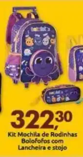 Supermercados Nori Kit Mochila de Rodinhas Bolofofos com Lancheira e stojo oferta
